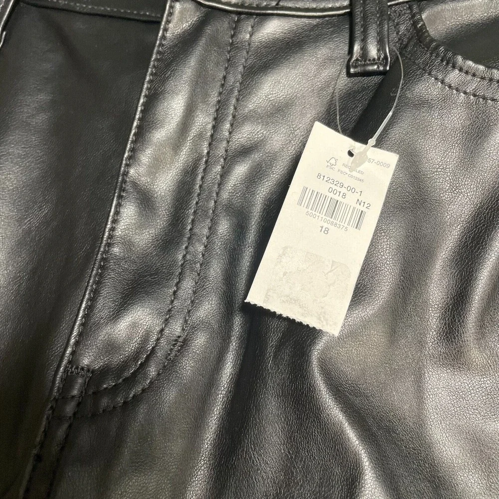 Old Navy High Rise Flare Pants Girls 18 Black Faux Leather New